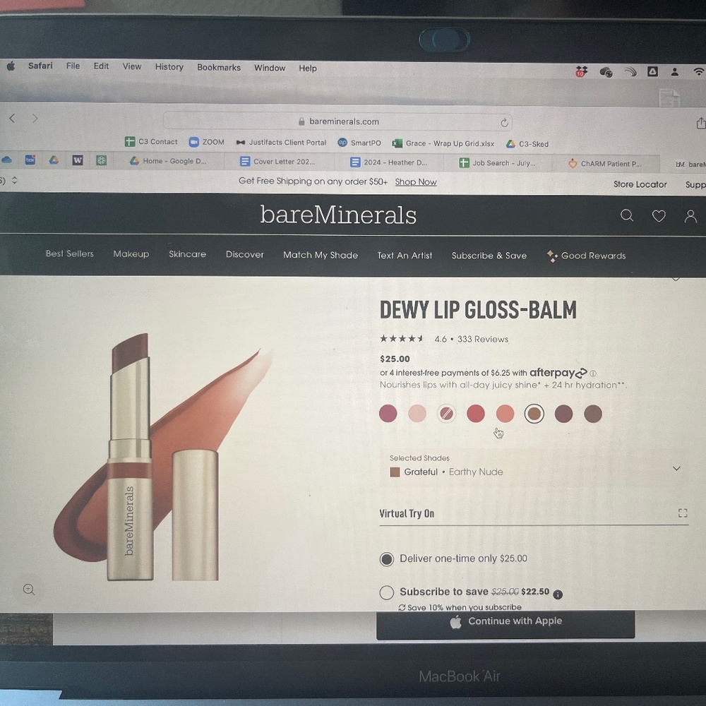 Bare Minerals Dewy Lip Gloss Balm- NIB